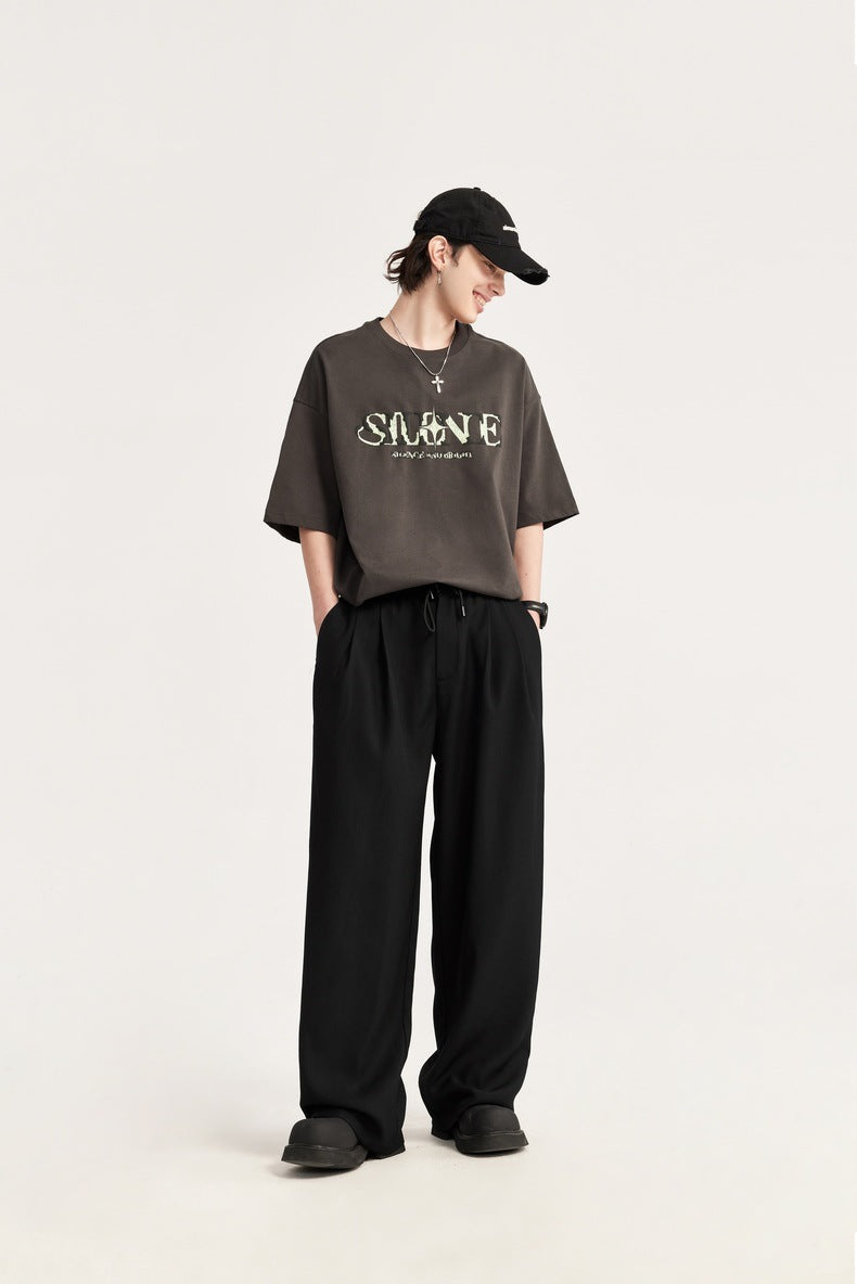 Image of Lee | Men's Wide Leg Pleated Drawstring Trousers