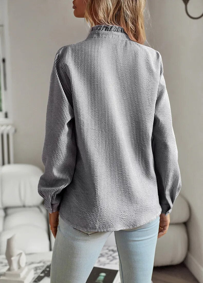 Image of Lisa | Women's Ruffle Button-Down Long Sleeve Shirt