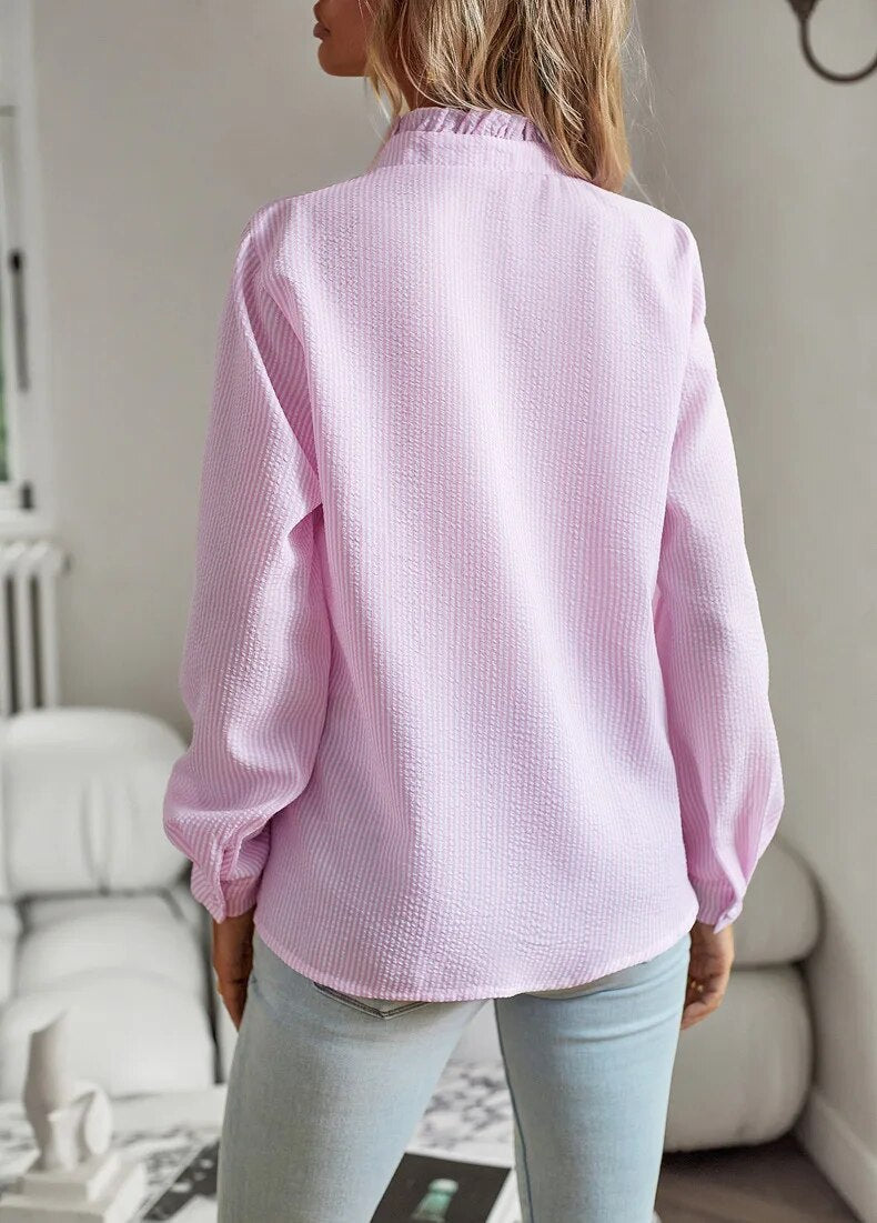 Image of Lisa | Women's Ruffle Button-Down Long Sleeve Shirt