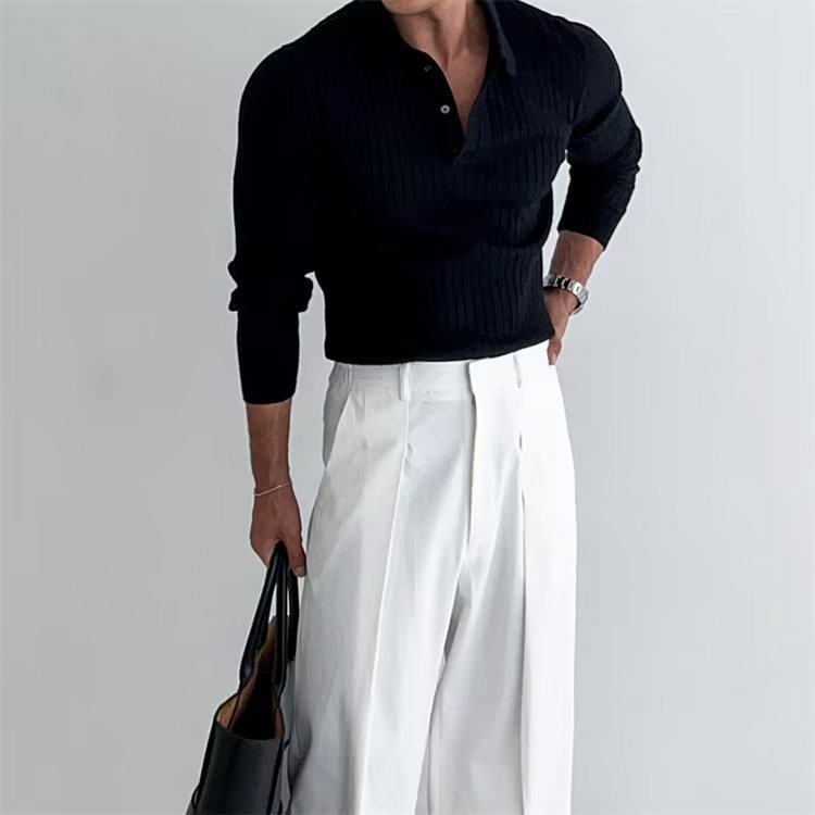 Image of Logan | Men's Slim-Fit Long Sleeve Polo Shirt