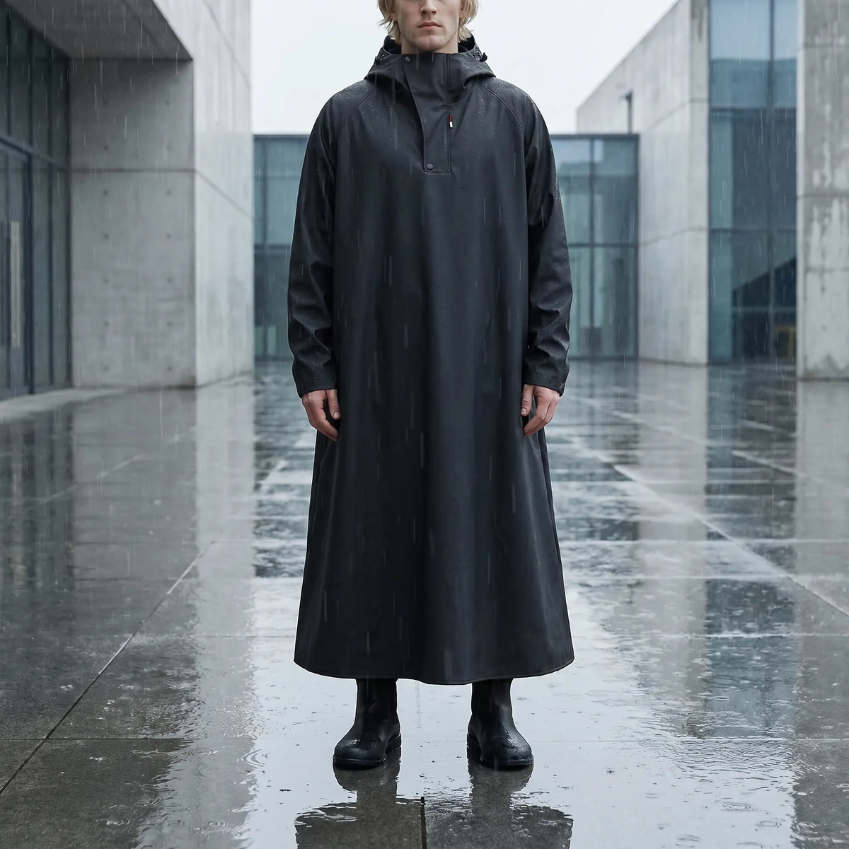 Long Hooded Riding Rain Jacket