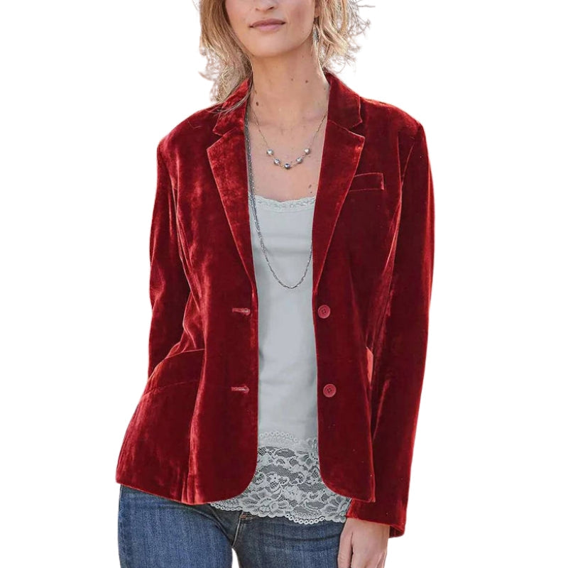 Long-Sleeve Lapel Collar Jacket with Pockets