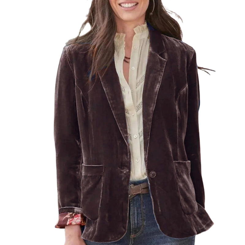 Long-Sleeve Lapel Collar Jacket with Pockets