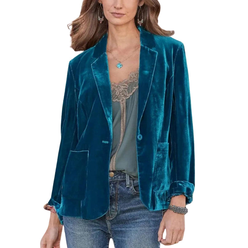 Long-Sleeve Lapel Collar Jacket with Pockets