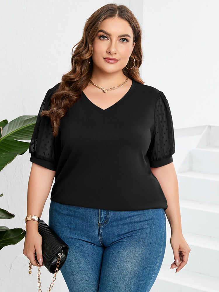 Image of Lori | Women's Puff Sleeve V-Neck Top
