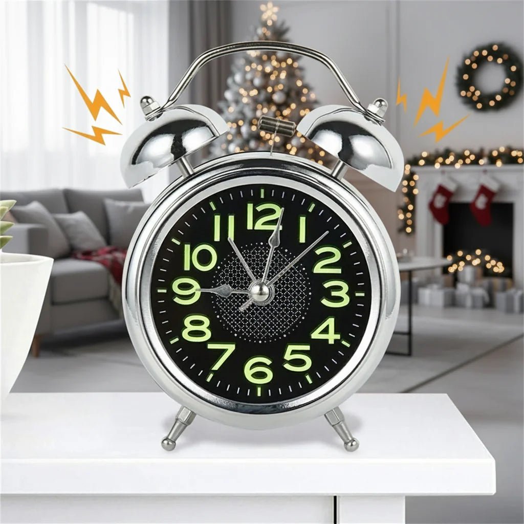 Loud Retro Electronic Alarm Clock with Silent Mechanism, Battery Operated and Dual Bell – Ideal for Heavy Sleepers