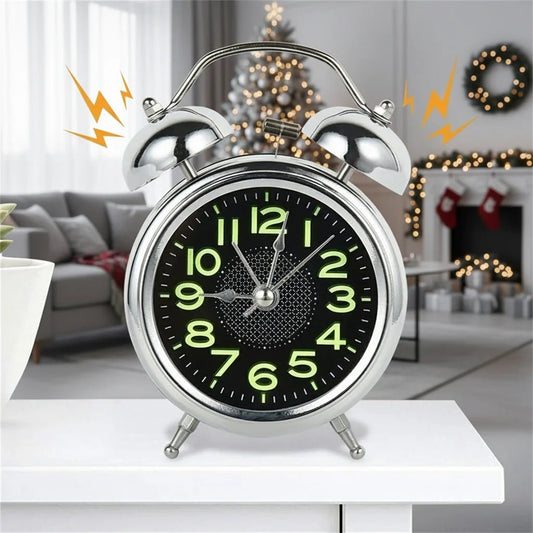 Loud Retro Electronic Alarm Clock with Silent Mechanism, Battery Operated and Dual Bell – Ideal for Heavy Sleepers