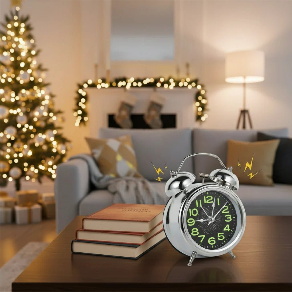 Loud Retro Electronic Alarm Clock with Silent Mechanism, Battery Operated and Dual Bell – Ideal for Heavy Sleepers