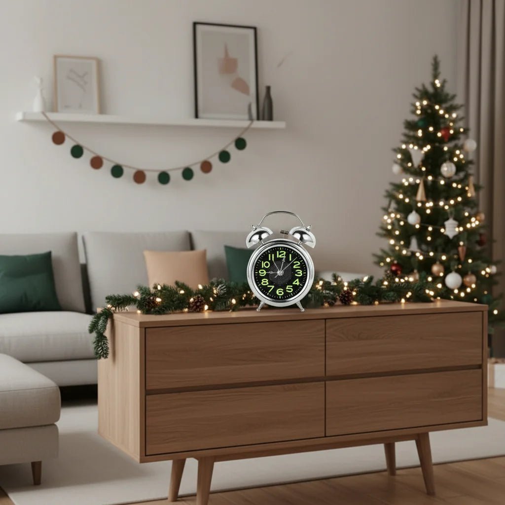Loud Retro Electronic Alarm Clock with Silent Mechanism, Battery Operated and Dual Bell – Ideal for Heavy Sleepers
