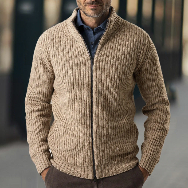 Image of Luke | Men's Zip-Up Ribbed Cardigan