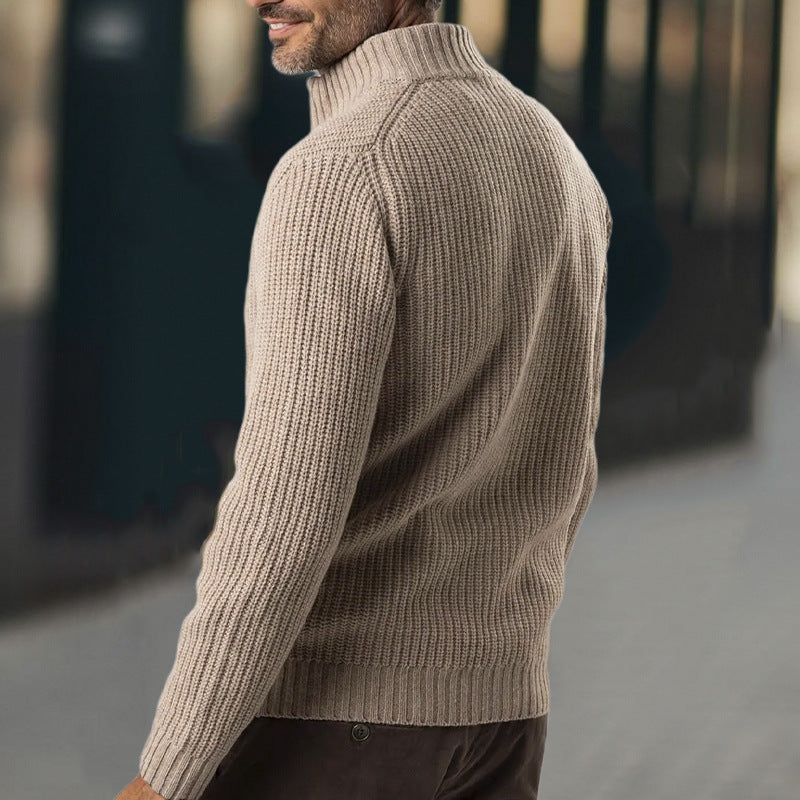 Image of Luke | Men's Zip-Up Ribbed Cardigan