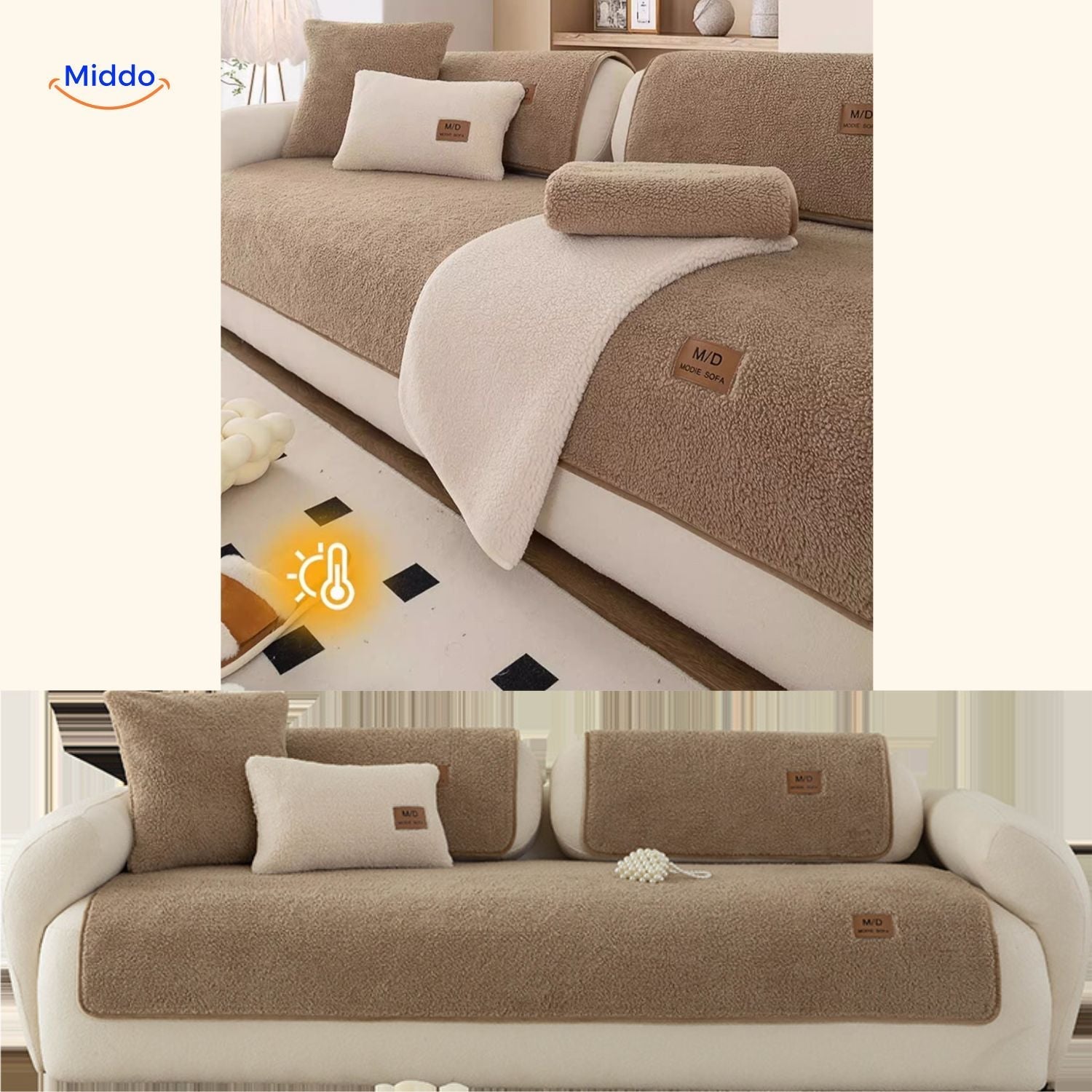LuxeLamb™ Sofa Covers | Soft Lambskin Design for Warmth and Elegance!