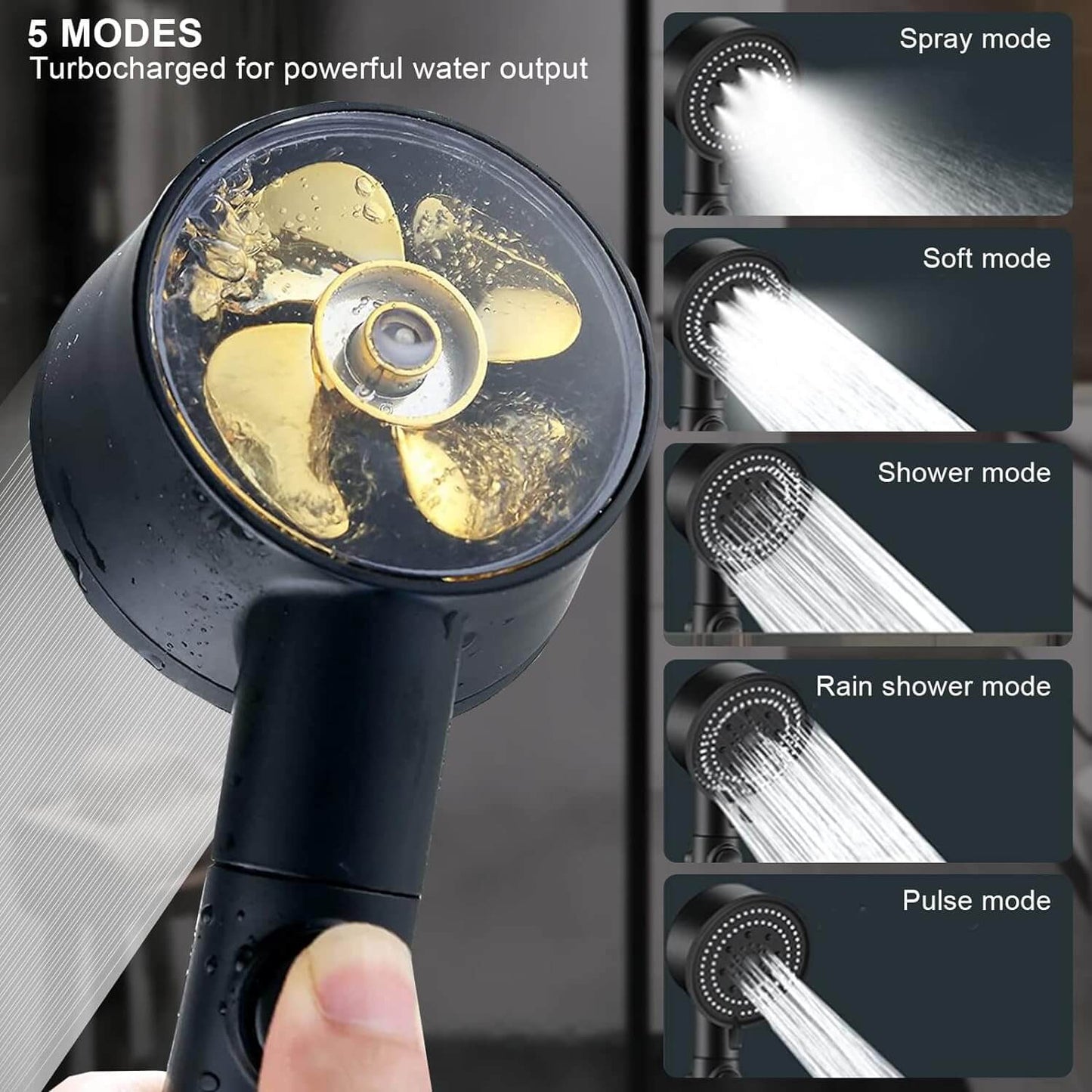 LuxShower® 5 Settings High-Pressure Shower with Intelligent LED Temperature Display