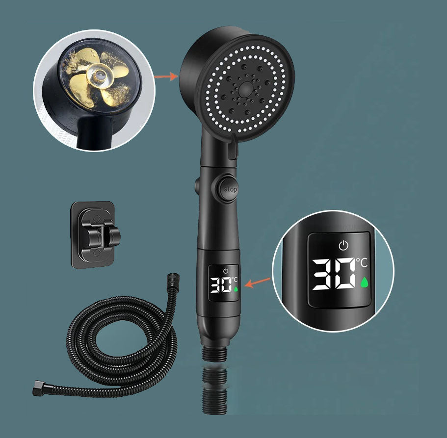 LuxShower® 5 Settings High-Pressure Shower with Intelligent LED Temperature Display