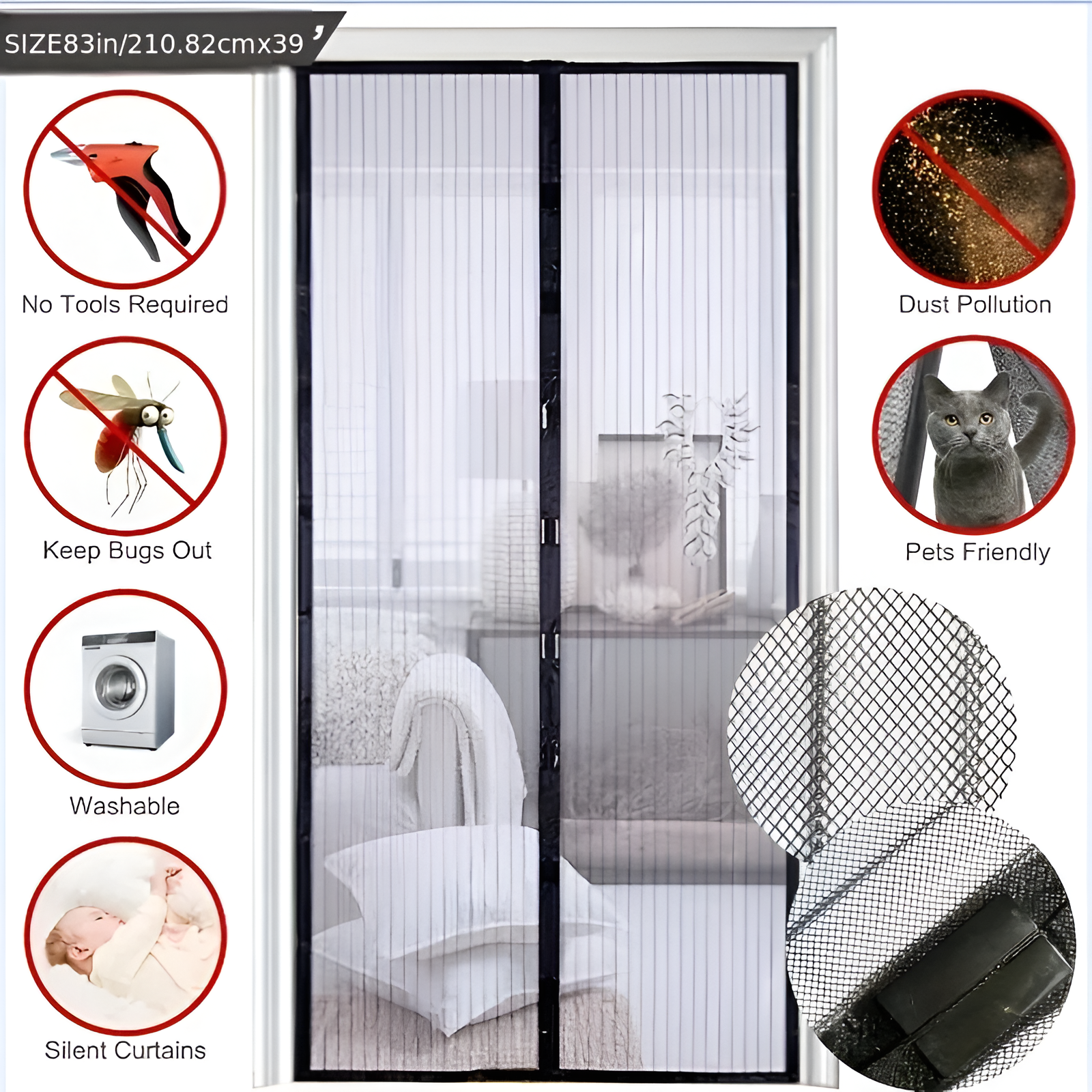 Luxurious Magnetic Fly Screen - Insect-Free Home | Easy Installation