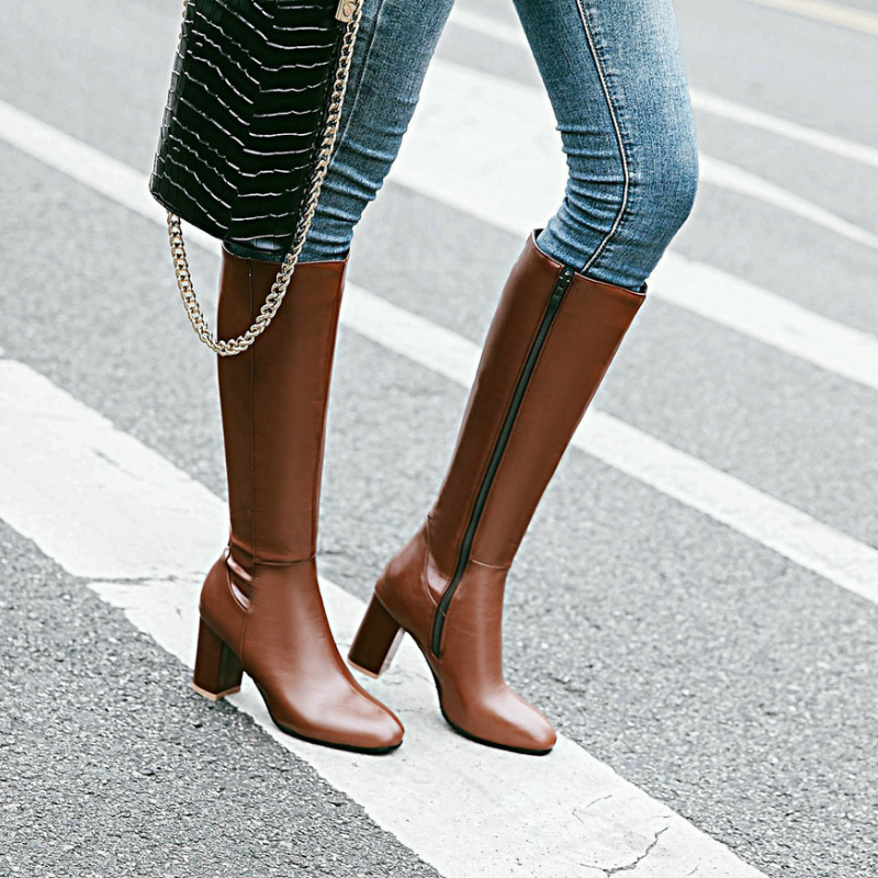 Luxurious Vegan Leather Boots with Zipper