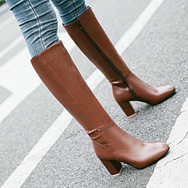 Luxurious Vegan Leather Boots with Zipper