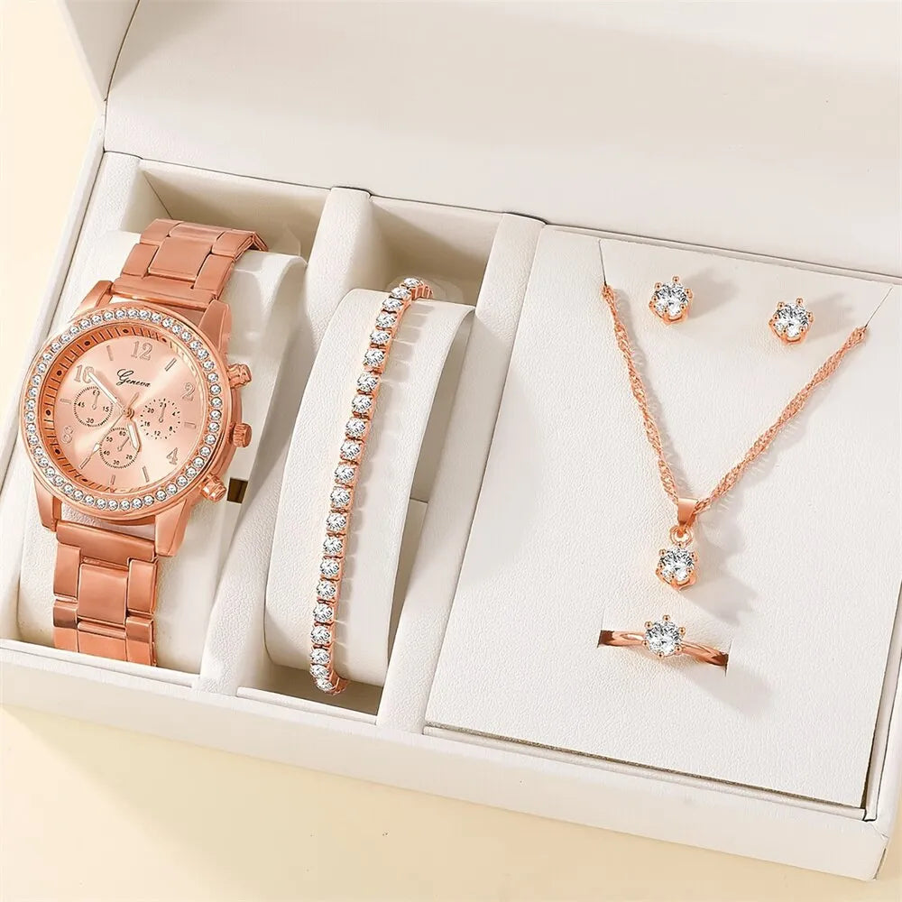 Luxury Watch Set with Rhinestones