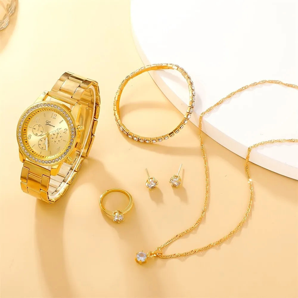 Luxury Watch Set with Rhinestones