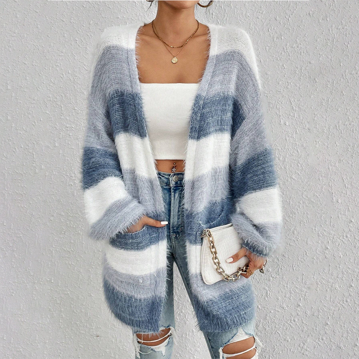 Image of Lynne | Women's Oversized Striped Cardigan