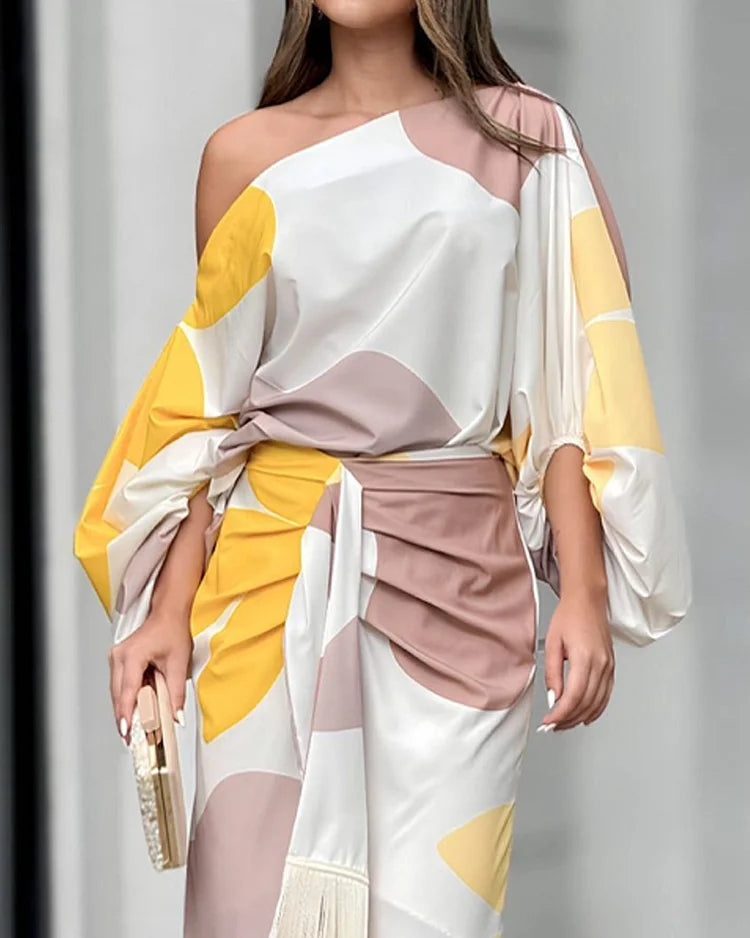Image of Maisie | Women's One-Shoulder Wrap Midi Dress