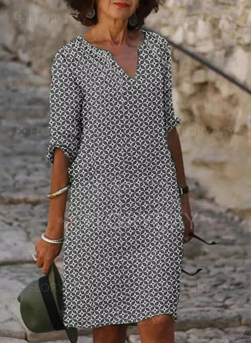 Image of Marcia | Women's V-Neck Midi Dress