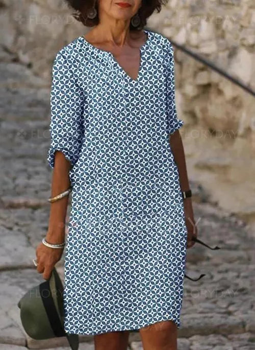 Image of Marcia | Women's V-Neck Midi Dress