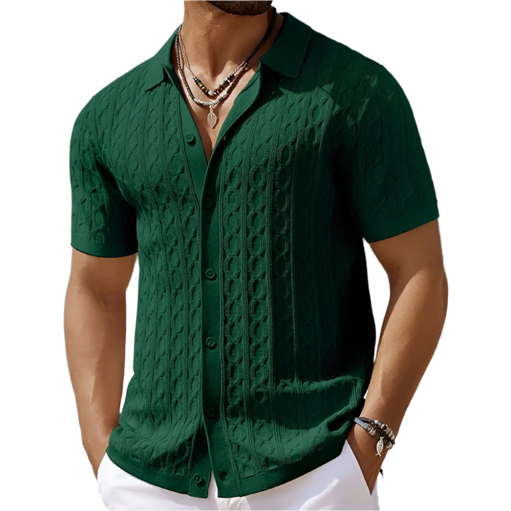 Image of Marco | Men's Button-Down Textured Polo Shirt