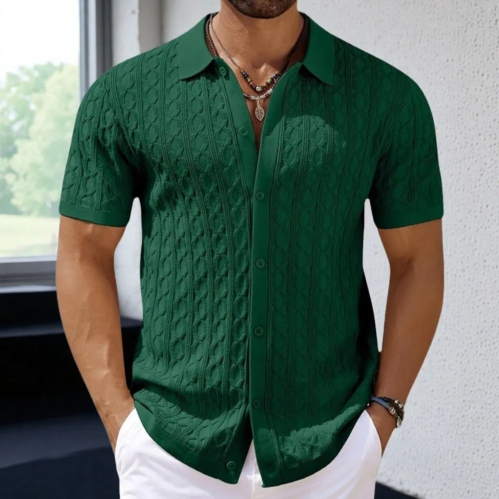Image of Marco | Men's Button-Down Textured Polo Shirt