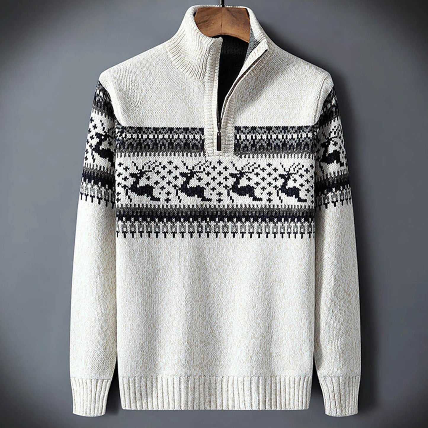 Marcus | Men's Quarter Zip Patterned Sweater - Image 1