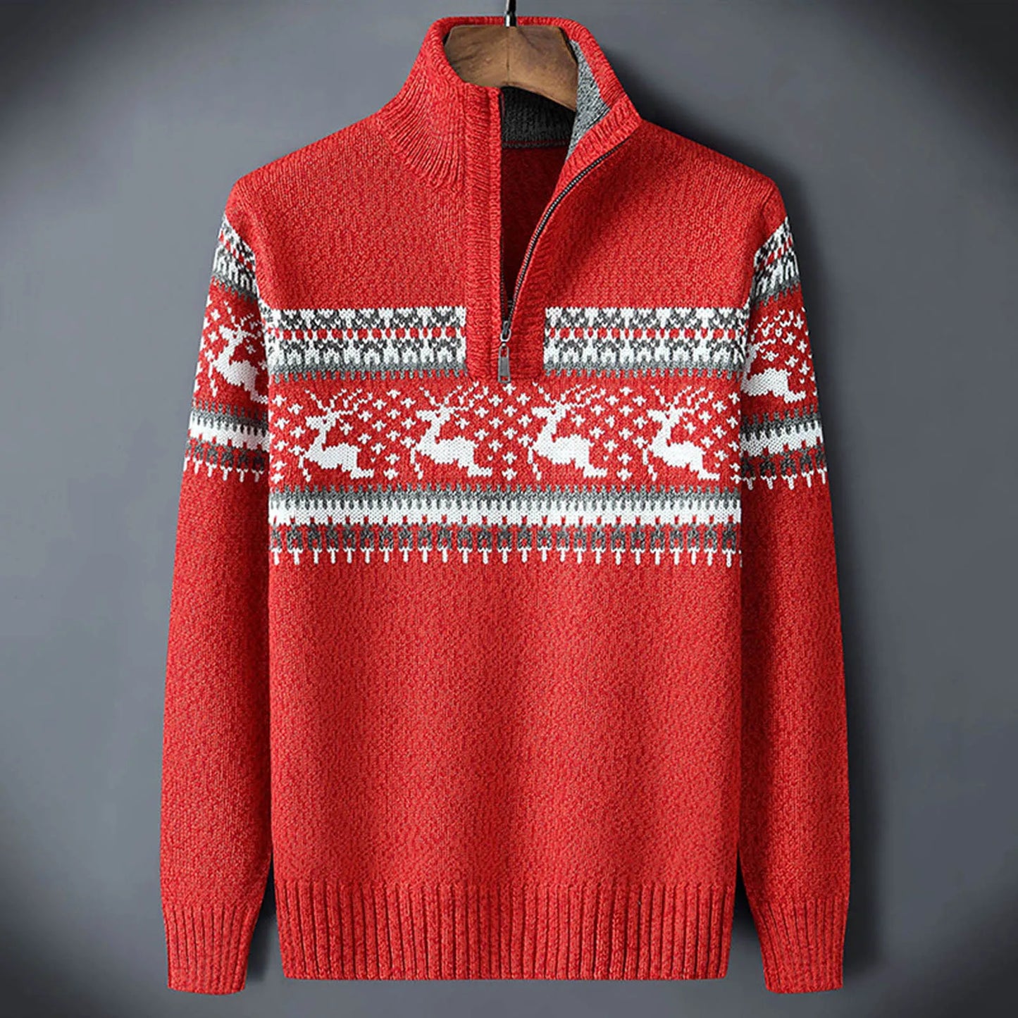 Marcus | Men's Quarter Zip Patterned Sweater - Image 1