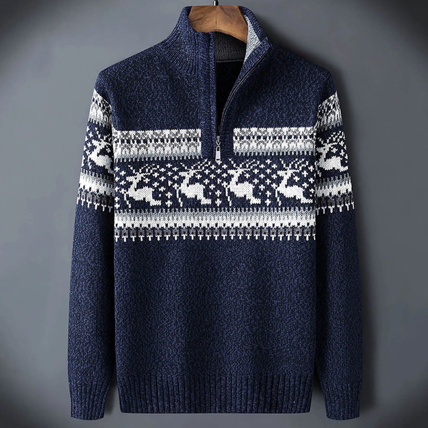 Marcus | Men's Quarter Zip Patterned Sweater - Image 2