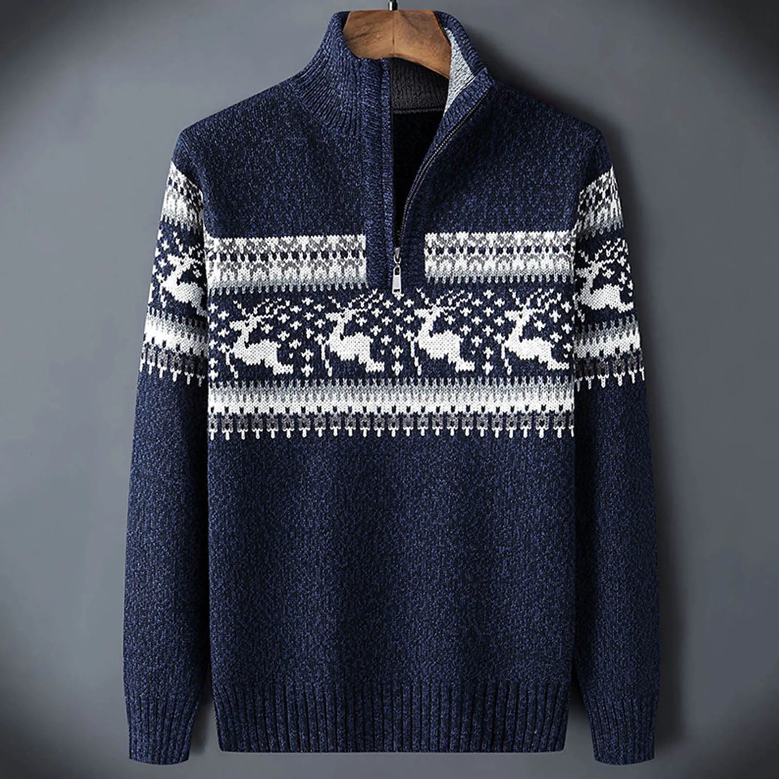 Marcus | Men's Quarter Zip Patterned Sweater - Image 2