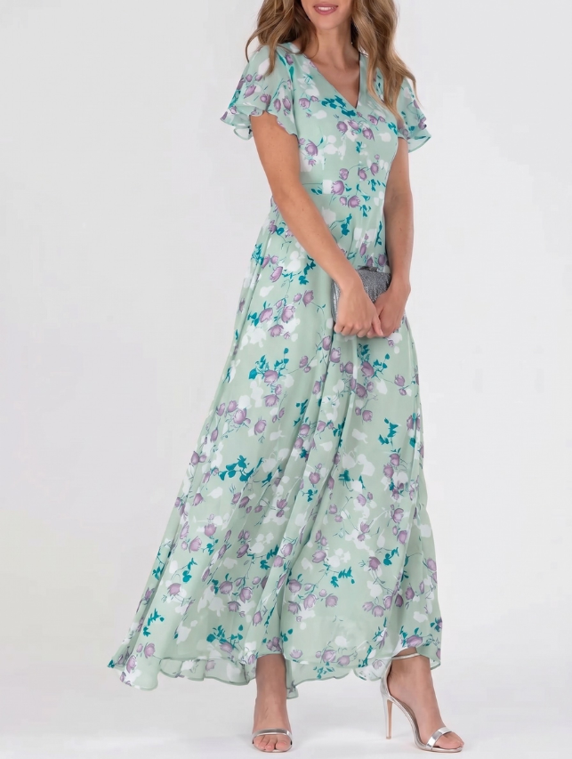 Marilyn | Women's Floral V-Neck Maxi Dress - Image 1