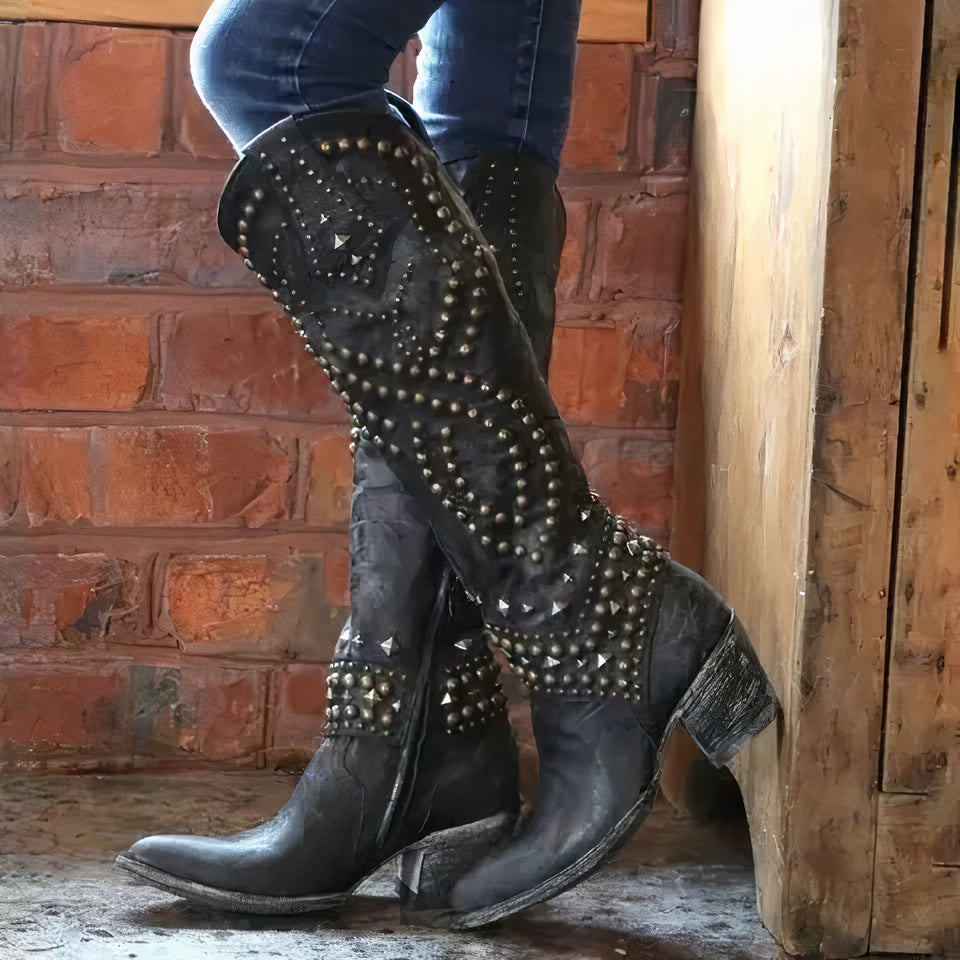 Image of Marina | Women's Studded Knee High Boots