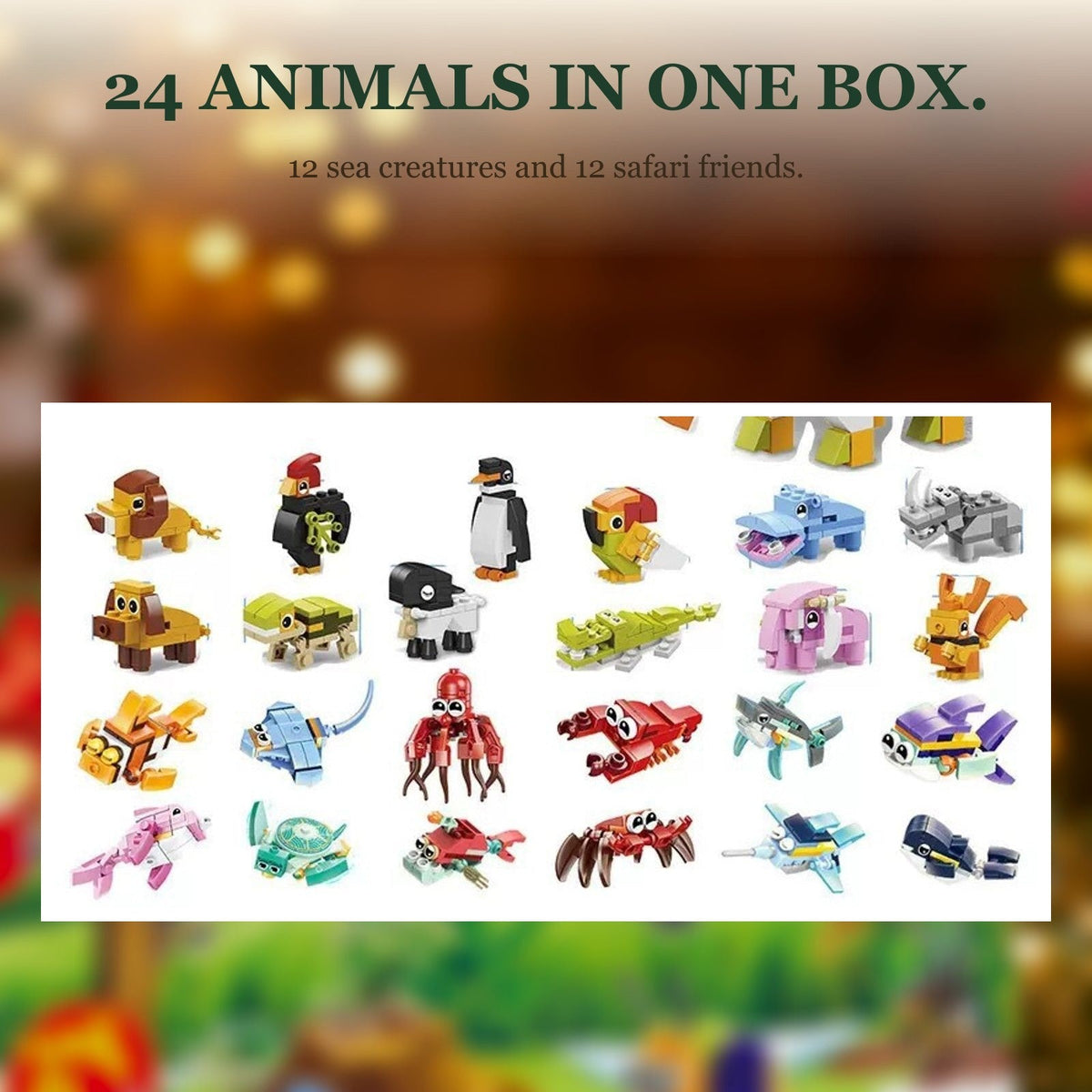 Ocean Animal Brick Advent Calendar for Kids, 24 Builds plus Big Sea Creature