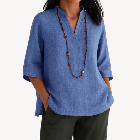 Image of Martha | Women's V-Neck Relaxed Fit Tunic Top