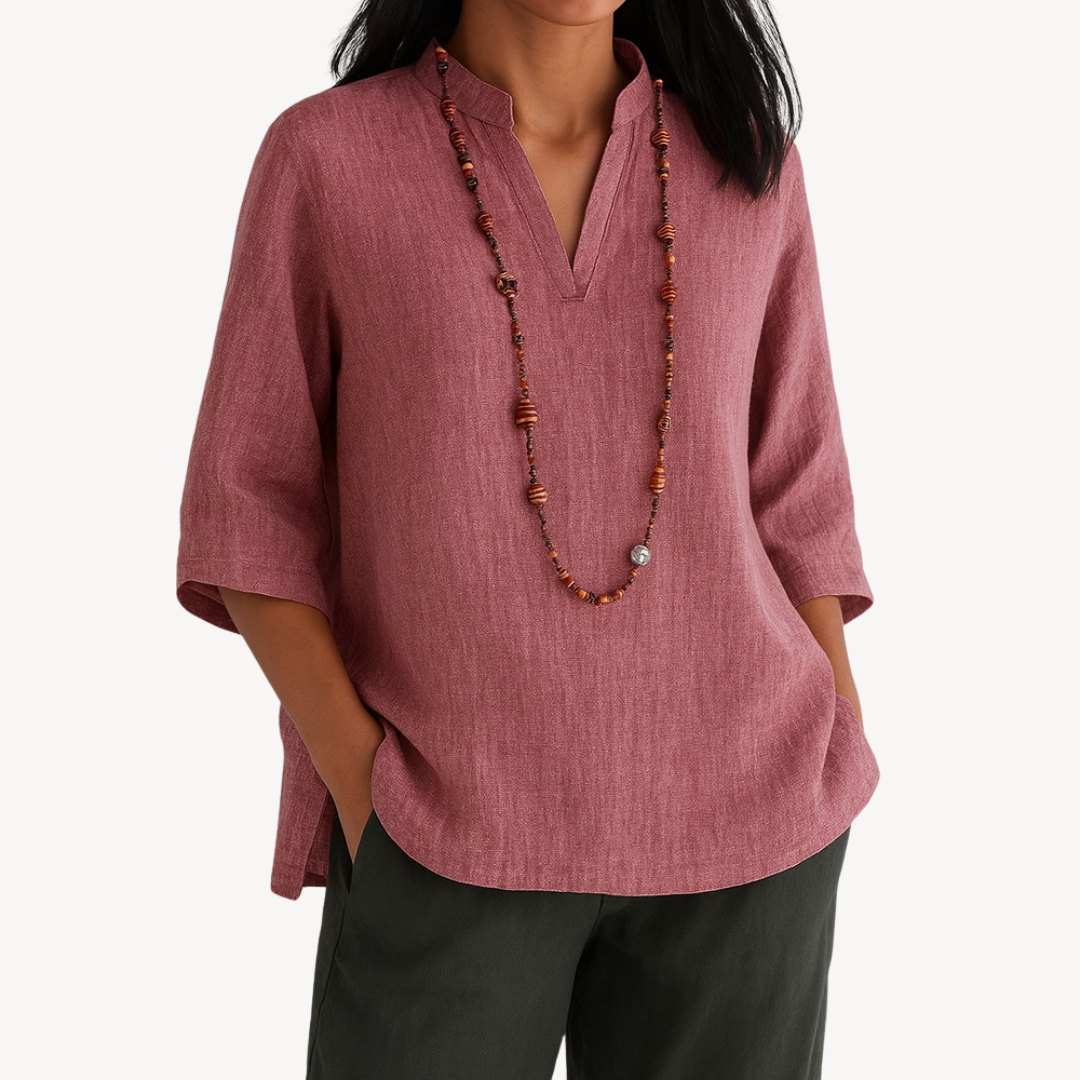 Image of Martha | Women's V-Neck Relaxed Fit Tunic Top