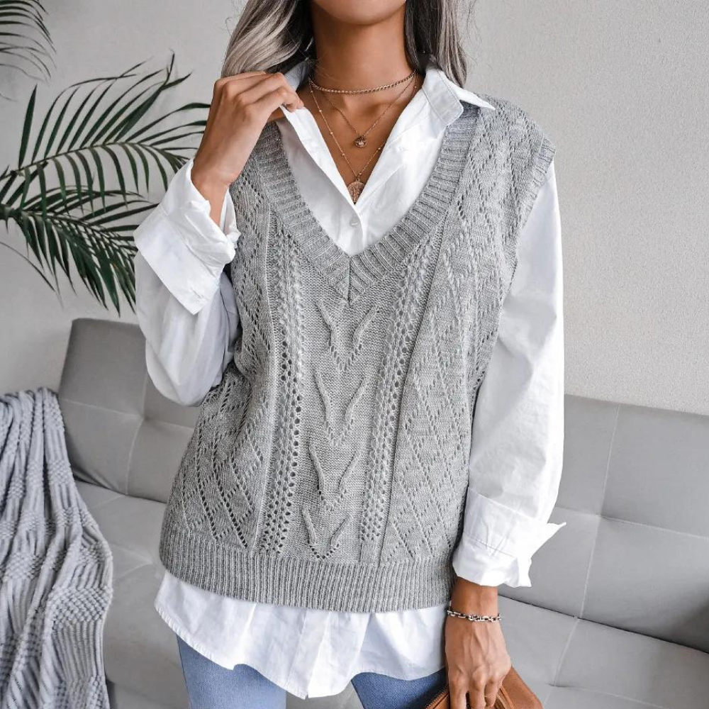 Image of Mary | Women's V-Neck Sleeveless Sweater Vest