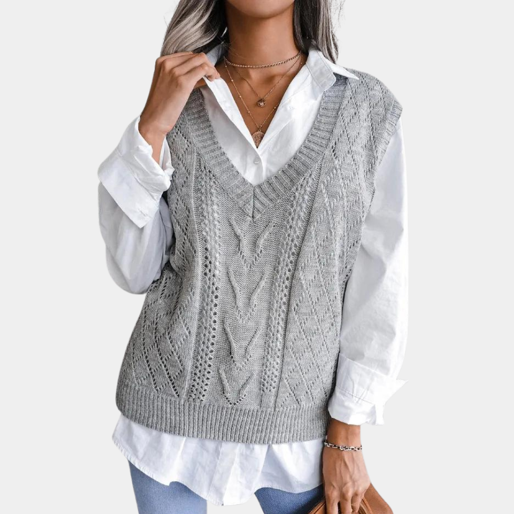 Image of Mary | Women's V-Neck Sleeveless Sweater Vest