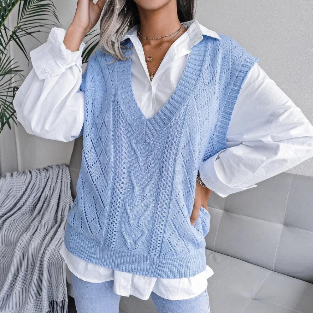 Image of Mary | Women's V-Neck Sleeveless Sweater Vest