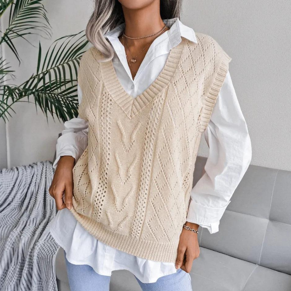 Image of Mary | Women's V-Neck Sleeveless Sweater Vest