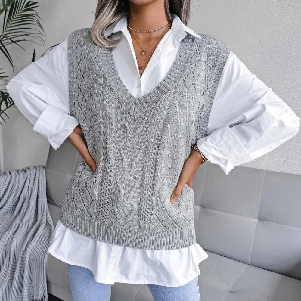 Image of Mary | Women's V-Neck Sleeveless Sweater Vest