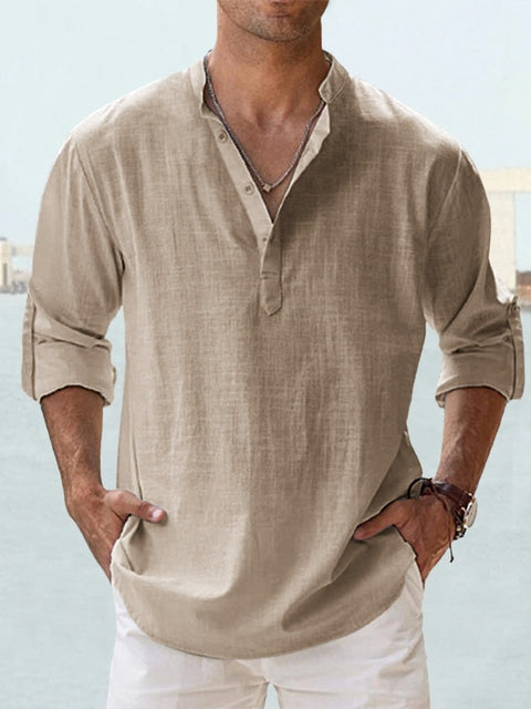 Image of Matthew | Men's Long Sleeve Henley Casual Shirt