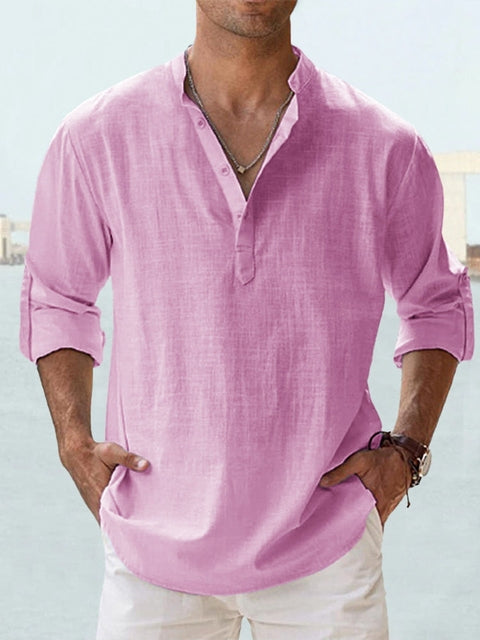 Image of Matthew | Men's Long Sleeve Henley Casual Shirt