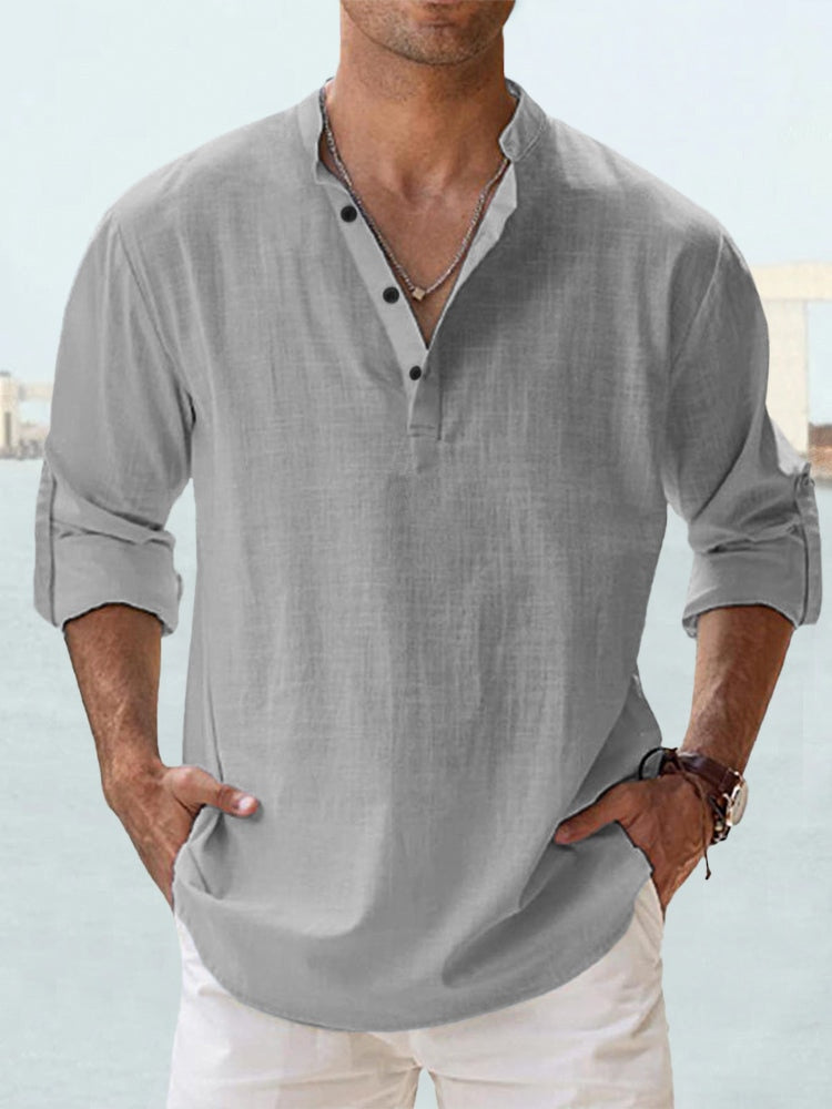 Image of Matthew | Men's Long Sleeve Henley Casual Shirt