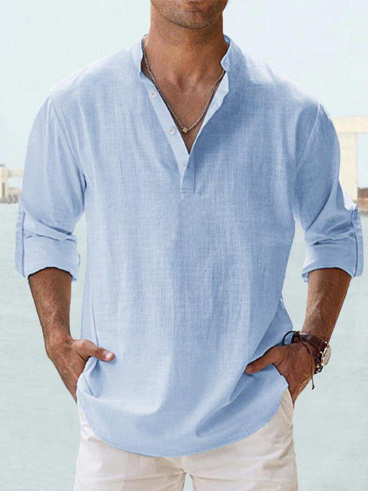 Image of Matthew | Men's Long Sleeve Henley Casual Shirt