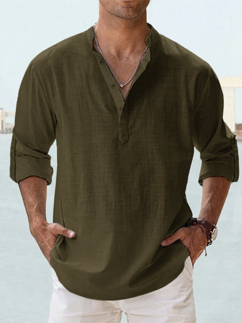 Image of Matthew | Men's Long Sleeve Henley Casual Shirt