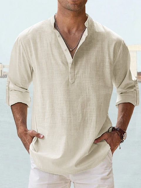 Image of Matthew | Men's Long Sleeve Henley Casual Shirt