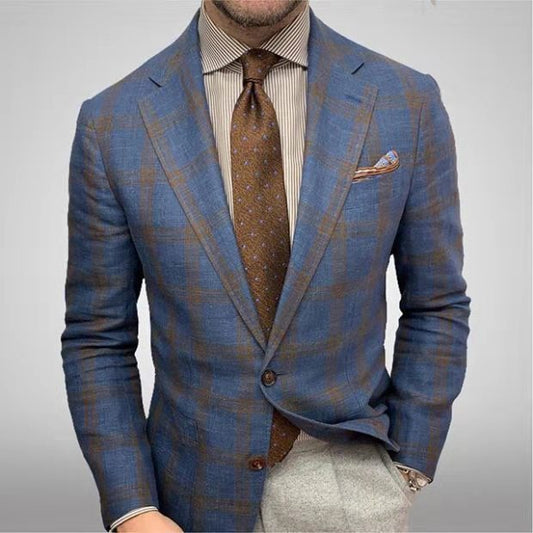 Image of Maxwell | Men's Single Breasted Plaid Blazer Jacket